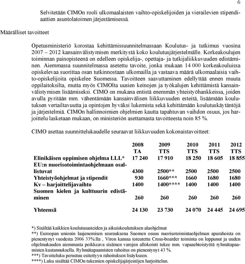 Korkeakoulujen toiminnan painopisteenä on edelleen opiskelija-, opettaja- ja tutkijaliikkuvuuden edistäminen.