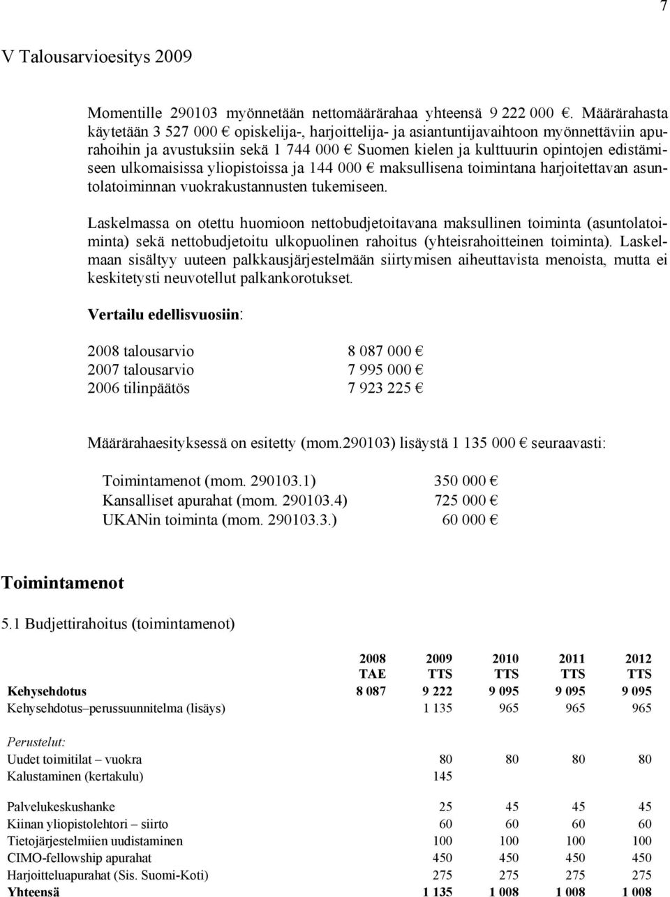 ulkomaisissa yliopistoissa ja 144 000 maksullisena toimintana harjoitettavan asuntolatoiminnan vuokrakustannusten tukemiseen.