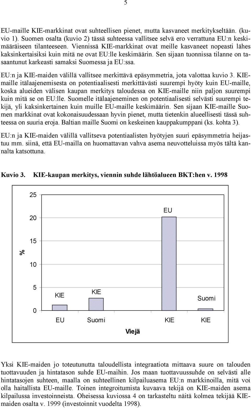 Viennissä KIE-markkinat ovat meille kasvaneet nopeasti lähes kaksinkertaisiksi kuin mitä ne ovat EU:lle keskimäärin. Sen sijaan tuonnissa tilanne on tasaantunut karkeasti samaksi Suomessa ja EU:ssa.