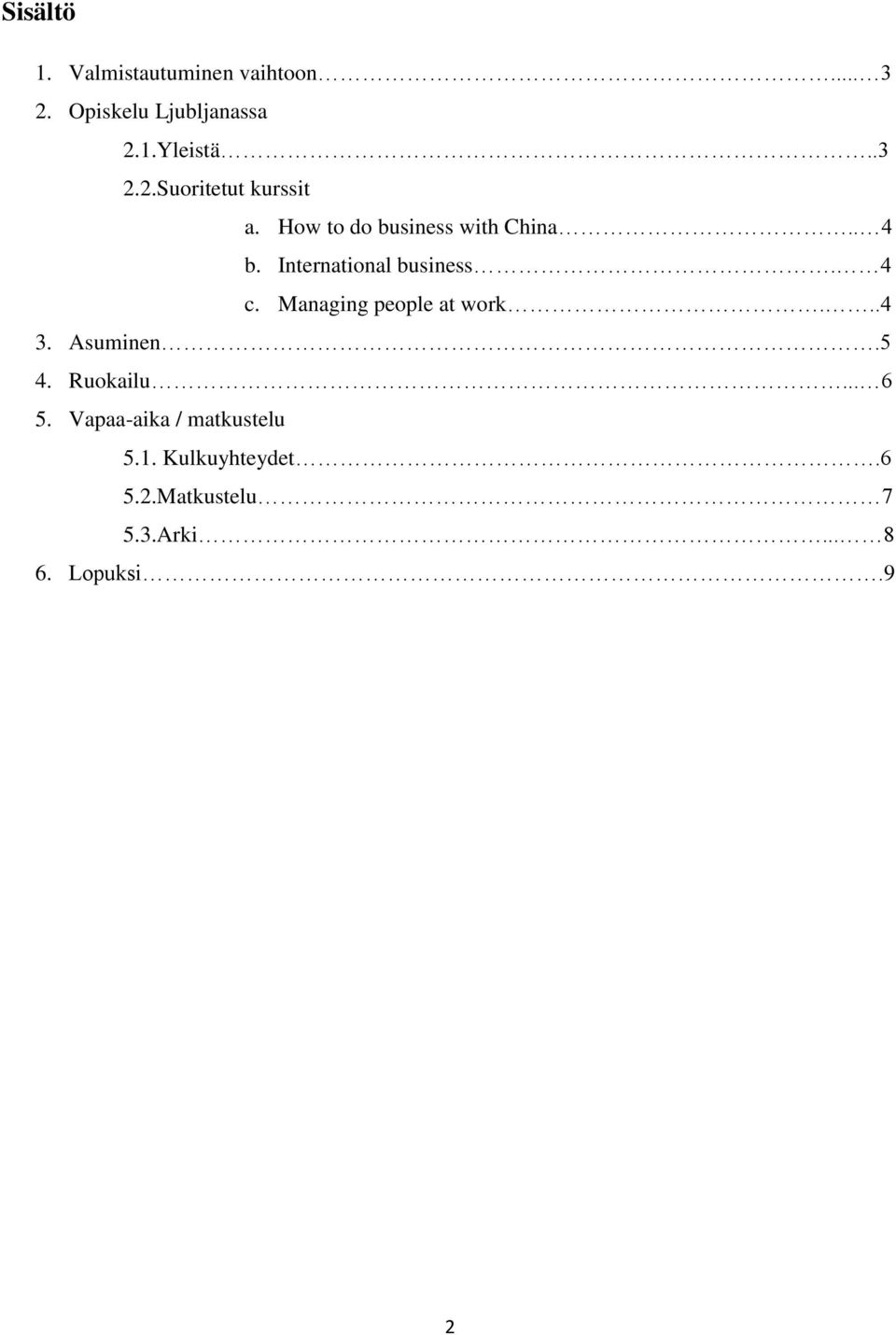 International business. 4 c. Managing people at work...4 3. Asuminen.5 4.