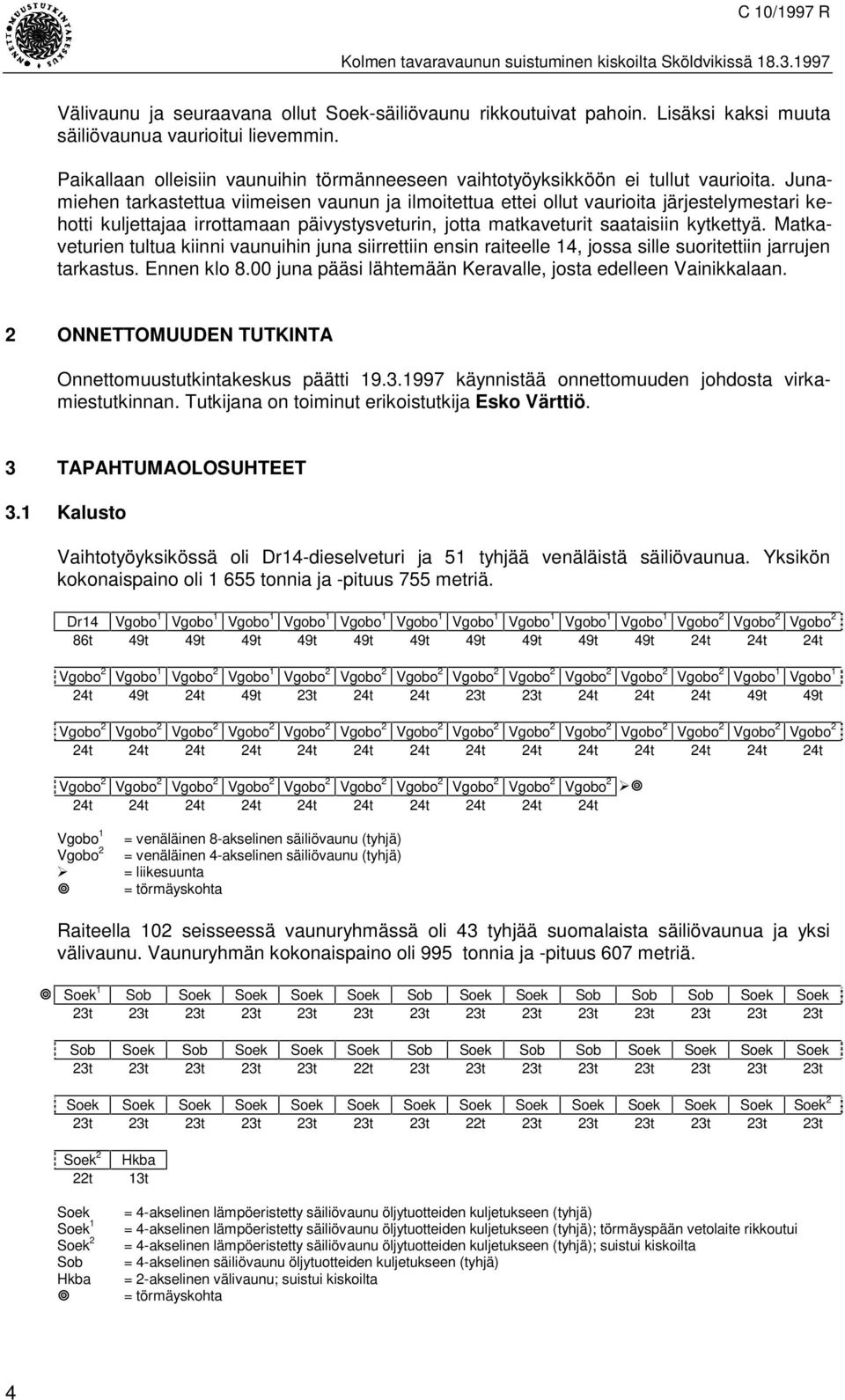 Junamiehen tarkastettua viimeisen vaunun ja ilmoitettua ettei ollut vaurioita järjestelymestari kehotti kuljettajaa irrottamaan päivystysveturin, jotta matkaveturit saataisiin kytkettyä.