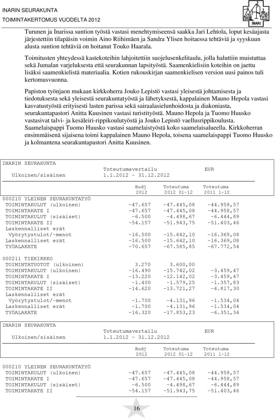 Saamenkielisiin koteihin on jaettu lisäksi saamenkielistä materiaalia. Kotien rukouskirjan saamenkielisen version uusi painos tuli kertomusvuonna.