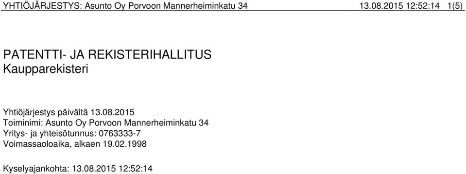 Yhtiöjärjestys päivältä 13.08.