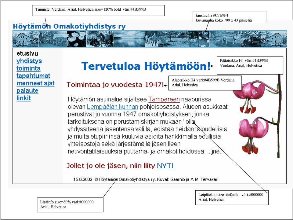 Arial, Helvetica Alaotsikko H4 väri:#4b599b Verdana, Arial, Helvetica Lisäinfo