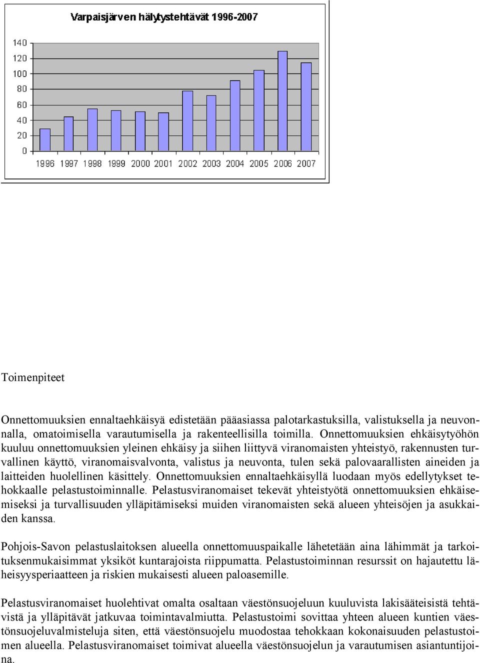 palovaarallisten aineiden ja laitteiden huolellinen käsittely. Onnettomuuksien ennaltaehkäisyllä luodaan myös edellytykset tehokkaalle pelastustoiminnalle.