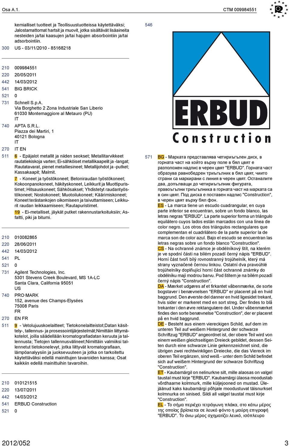 adsorbointiin. 3 US - 3/11/21-85168218 9984551 2/5/211 BIG BRICK Schnell S.p.A. Via Borghetto 2 Zona Industriale San Li