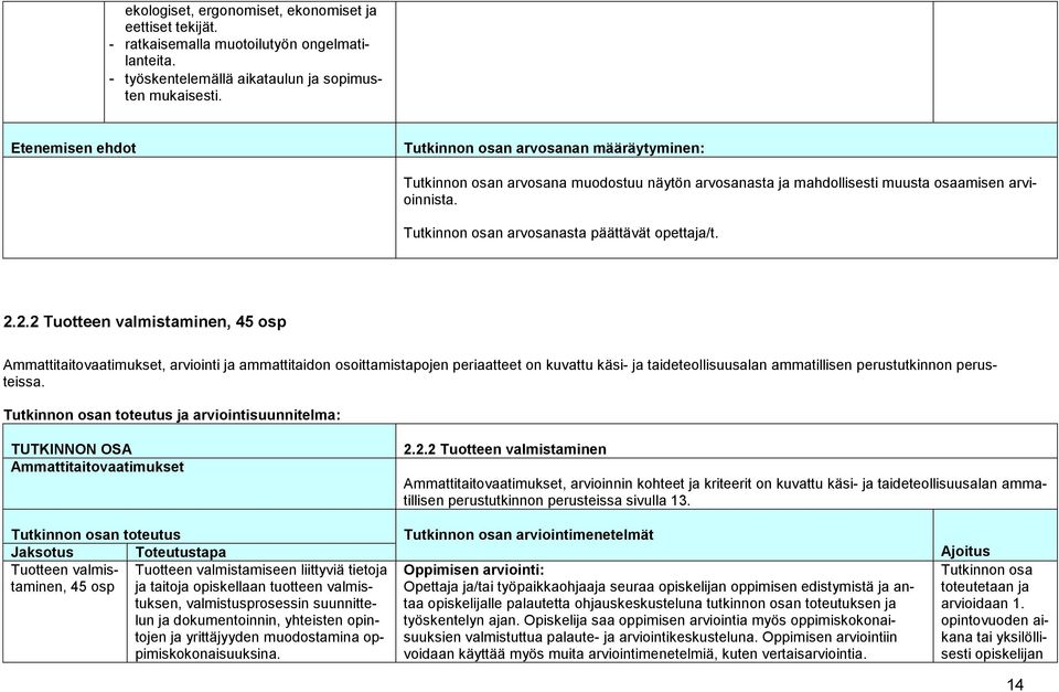 Tutkinnon osan arvosanasta päättävät opettaja/t. 2.