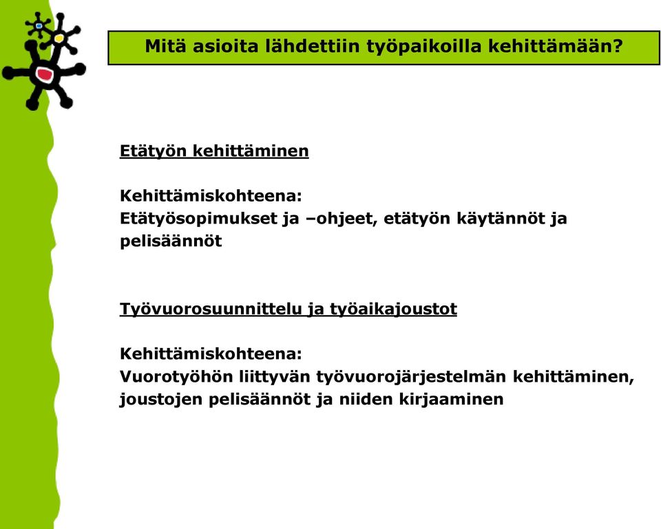 käytännöt ja pelisäännöt Työvuorosuunnittelu ja työaikajoustot