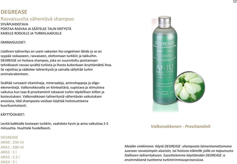 DEGREASE on hoitava shampoo, joka on suunniteltu poistamaan tehokkaasti rasvaa syvältä turkista ja ihosta kuitenkaan ärsyttämättä ihoa.