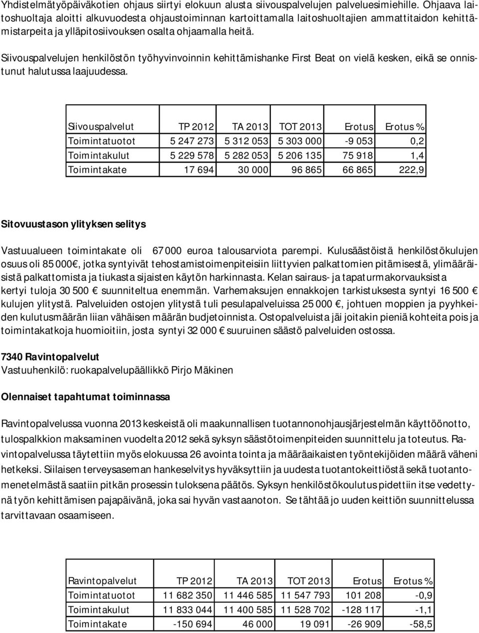 Siivouspalvelujen henkilöstön työhyvinvoinnin kehittämishanke First Beat on vielä kesken, eikä se onnistunut halutussa laajuudessa.