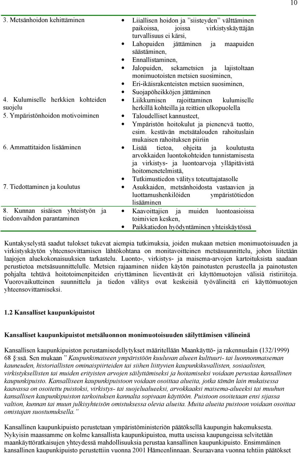 Kulumiselle herkkien kohteiden Liikkumisen rajoittaminen kulumiselle suojelu herkillä kohteilla ja reittien ulkopuolella 5.