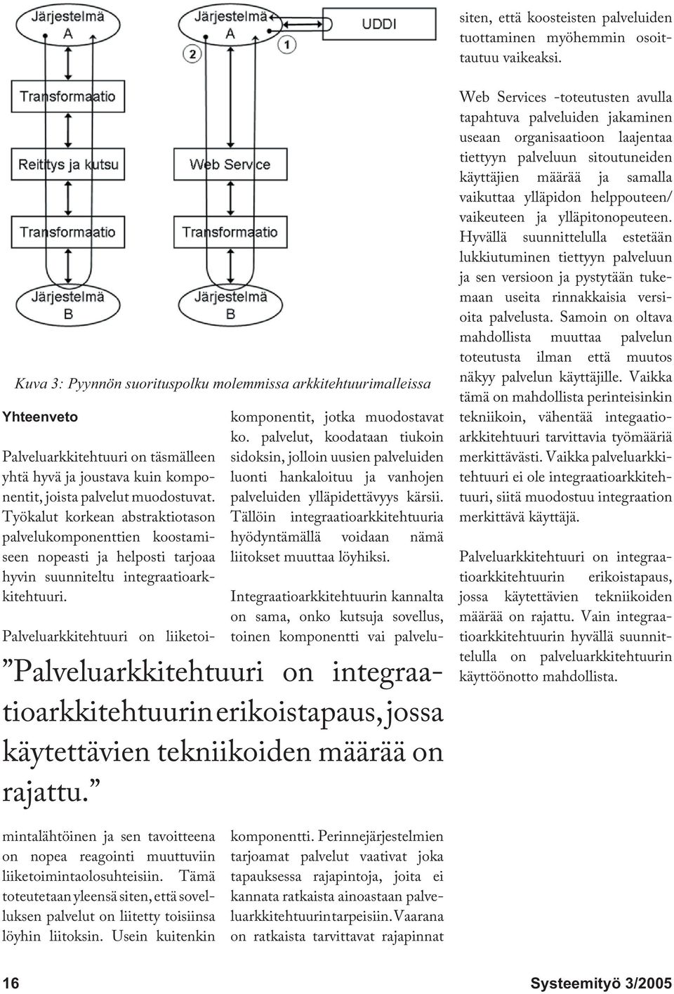 Työkalut korkean abstraktiotason palvelukomponenttien koostamiseen nopeasti ja helposti tarjoaa hyvin suunniteltu integraatioarkkitehtuuri. komponentit, jotka muodostavat ko.