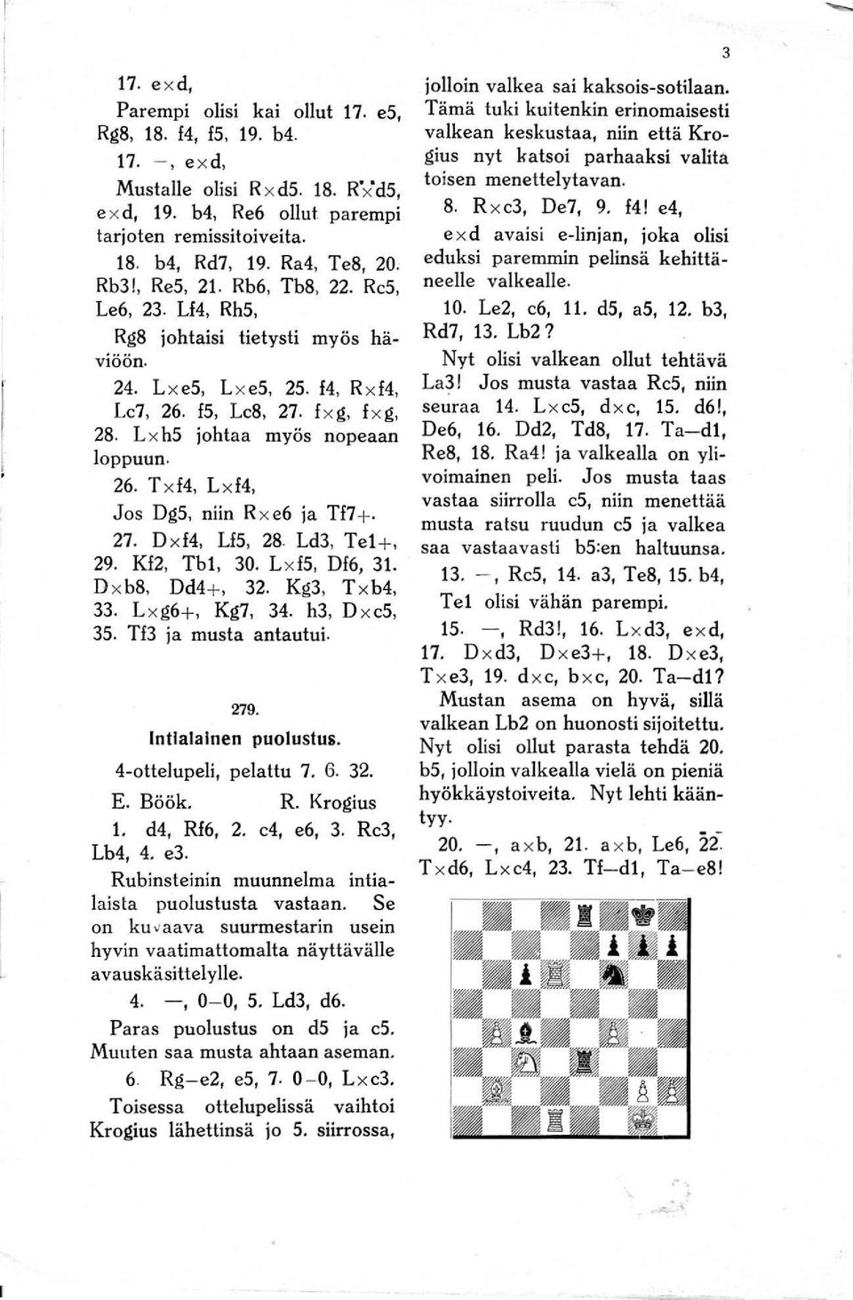 L xh5 johtaa myös nopeaan loppuun. 26. T x 14, L x14, Jos Dg5, niin Rx e6 ja TI7+. 27. D x 14, Lf5, 28 Ld3, Tel+, 29. K12, Tbl, 30. L x 15, Df6, 31. D x b8, Dd4+, 32. Kg3, T xb4, 33. L xg6+, Kg7, 34.