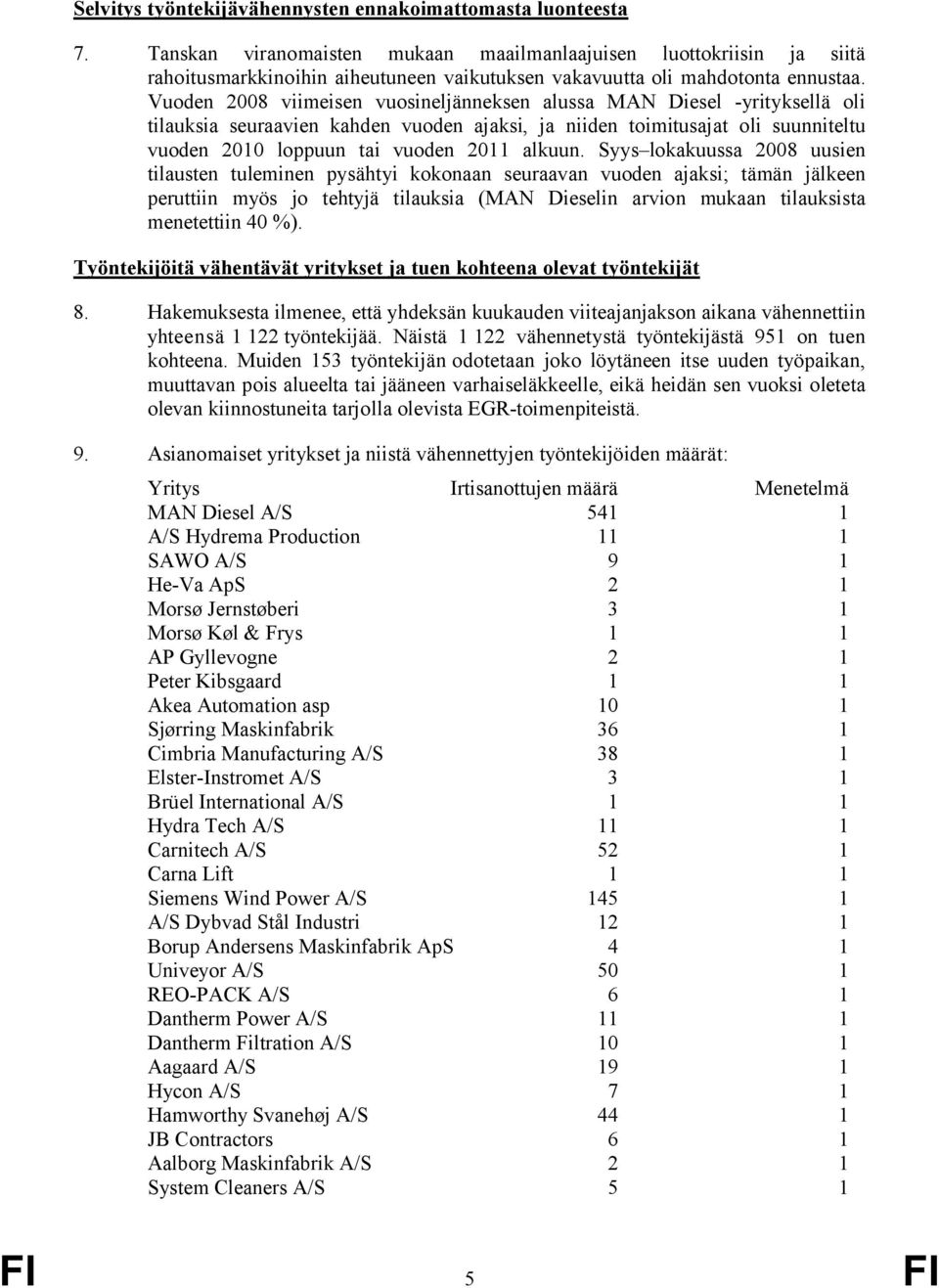 Vuoden 2008 viimeisen vuosineljänneksen alussa MAN Diesel -yrityksellä oli tilauksia seuraavien kahden vuoden ajaksi, ja niiden toimitusajat oli suunniteltu vuoden 2010 loppuun tai vuoden 2011 alkuun.