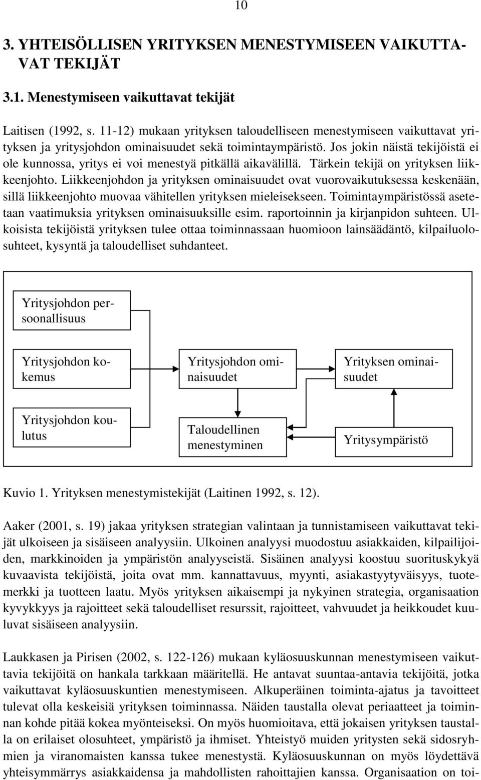 Jos jokin näistä tekijöistä ei ole kunnossa, yritys ei voi menestyä pitkällä aikavälillä. Tärkein tekijä on yrityksen liikkeenjohto.