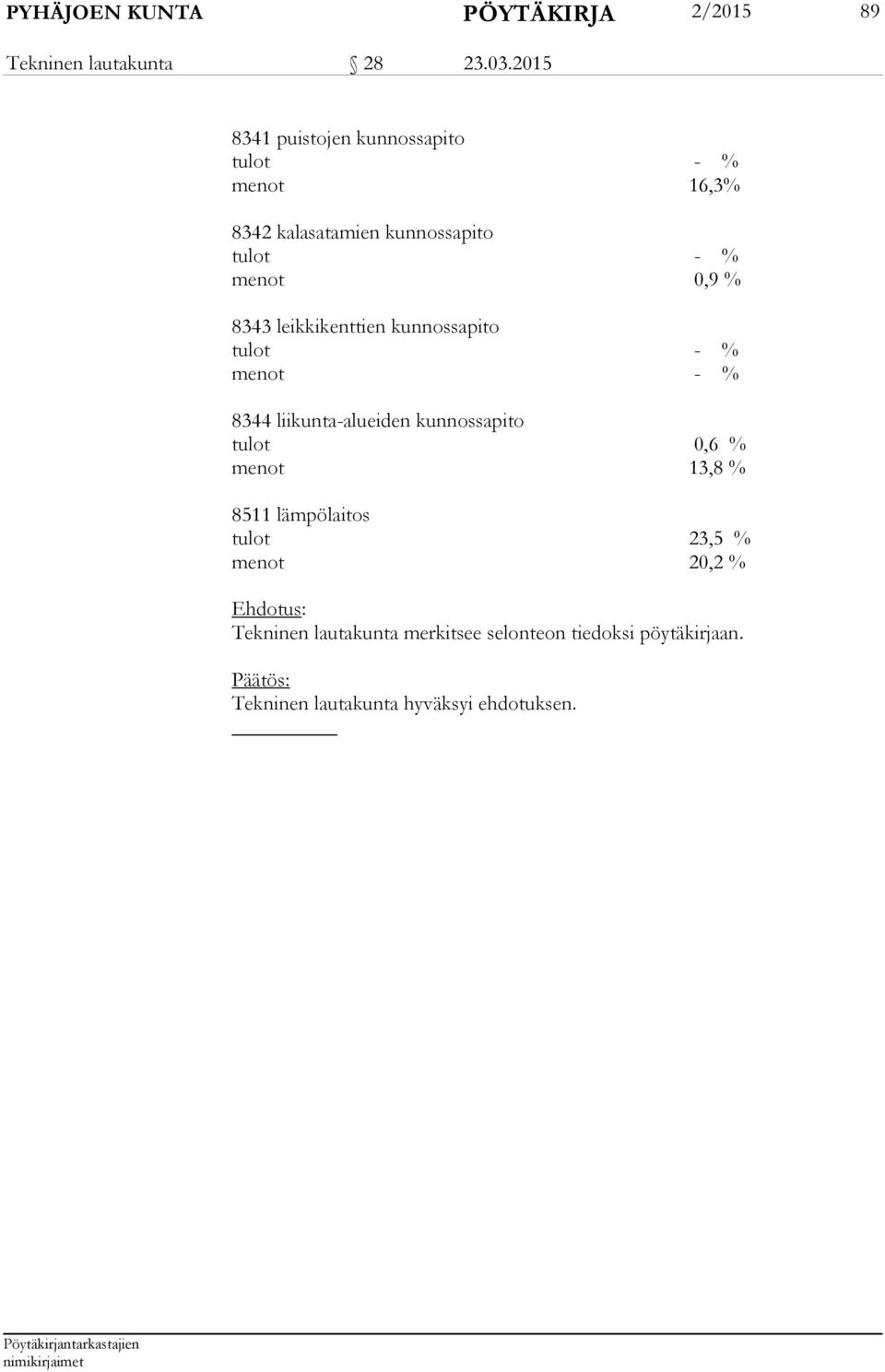 leikkikenttien kunnossapito tulot - % menot - % 8344 liikunta-alueiden kunnossapito tulot 0,6 % menot 13,8 %