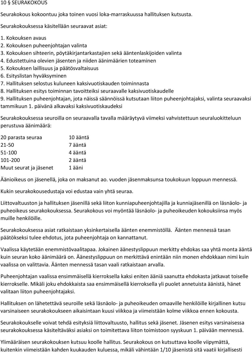 Esityslistan hyväksyminen 7. Hallituksen selostus kuluneen kaksivuotiskauden toiminnasta 8. Hallituksen esitys toiminnan tavoitteiksi seuraavalle kaksivuotiskaudelle 9.