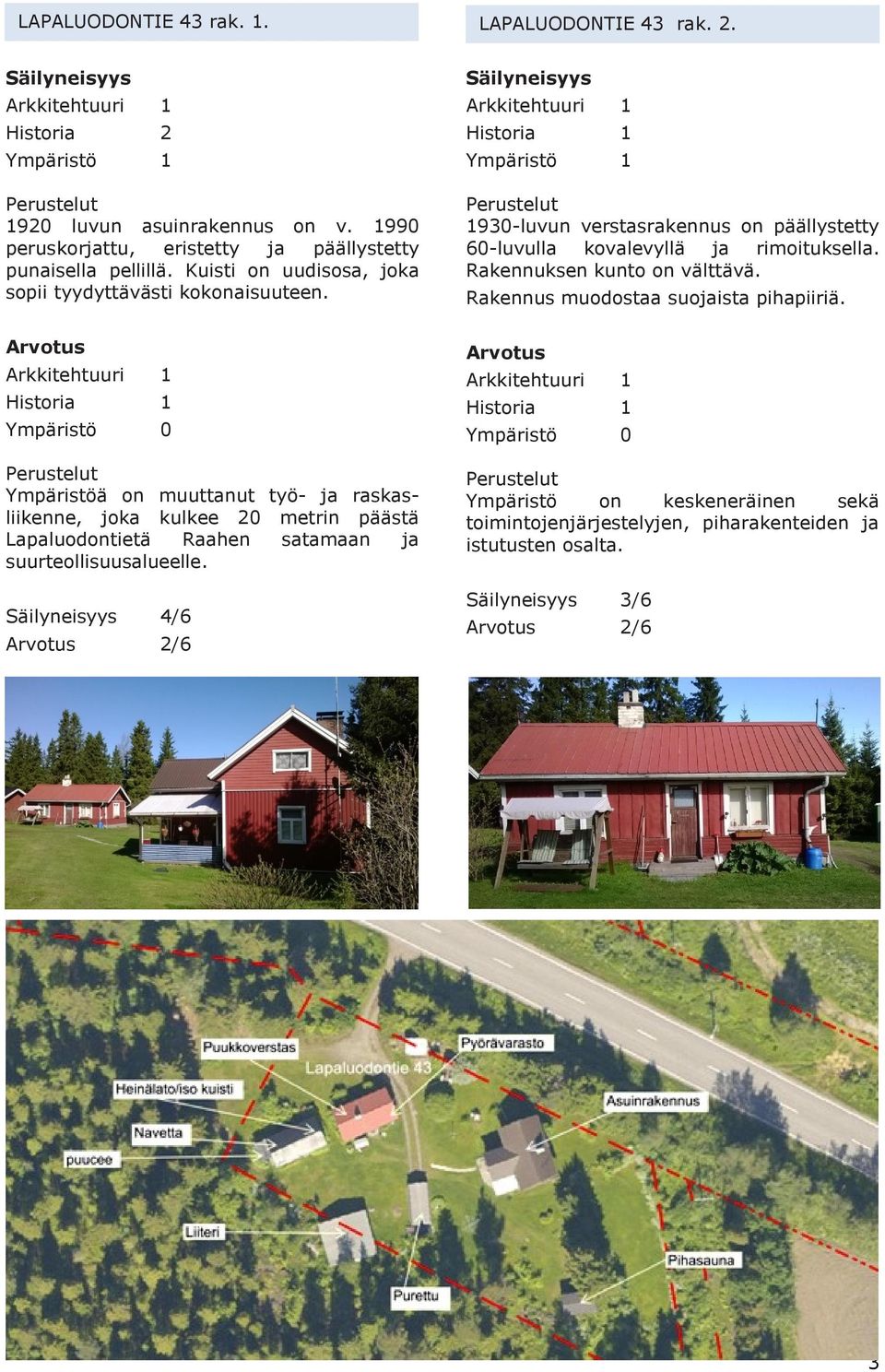 Arvotus Arkkitehtuuri 1 Historia 1 Ympäristö 0 Perustelut Ympäristöä on muuttanut työ- ja raskasliikenne, joka kulkee 20 metrin päästä Lapaluodontietä Raahen satamaan ja suurteollisuusalueelle.