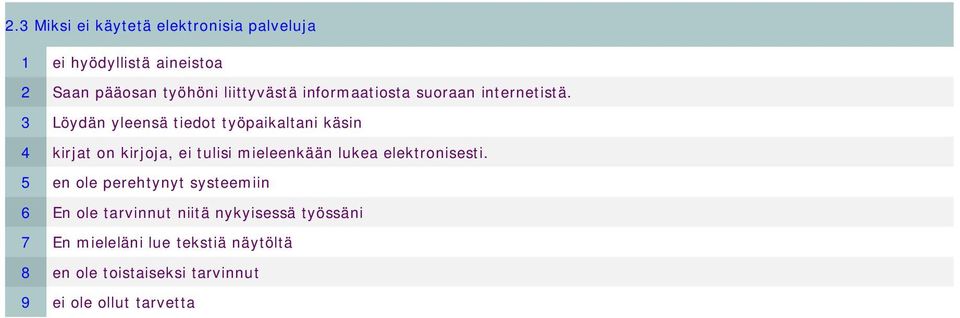 3 Löydän yleensä tiedot työpaikaltani käsin 4 kirjat on kirjoja, ei tulisi mieleenkään lukea