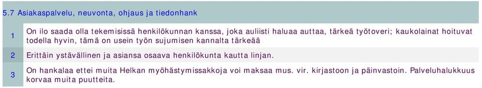kannalta tärkeää 2 Erittäin ystävällinen ja asiansa osaava henkilökunta kautta linjan.