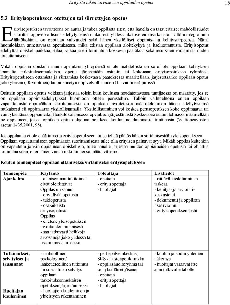 edellytystensä mukaisesti yhdessä ikätovereidensa kanssa. Tällöin integroinnin lähtökohtana on oppilaan vahvuudet sekä hänen yksilölliset oppimis- ja kehitystarpeensa.