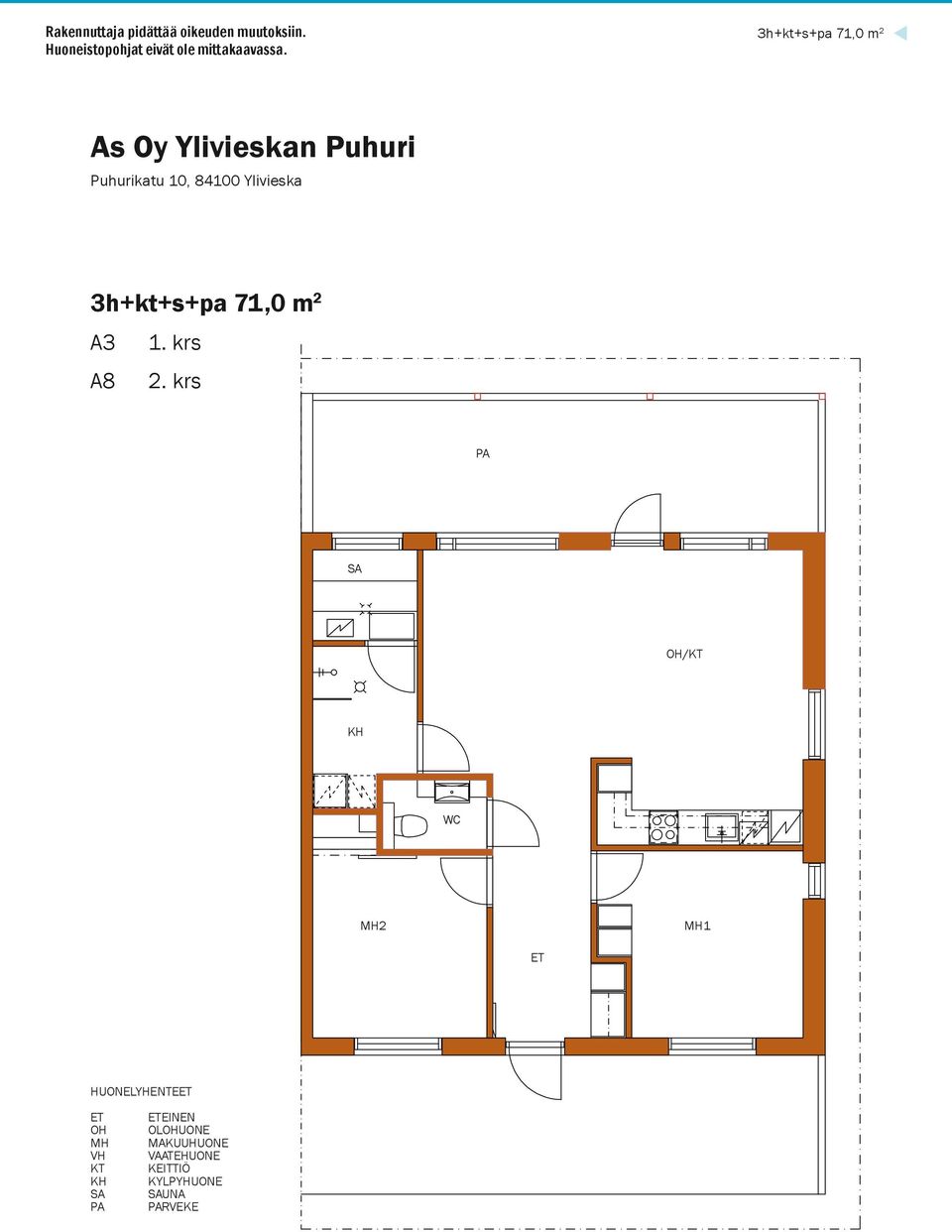 3h+kt+s+pa 71,0 m 2 Puhurikatu 10, 84100 Ylivieska 3h+kt+s+pa 71,0 m 2