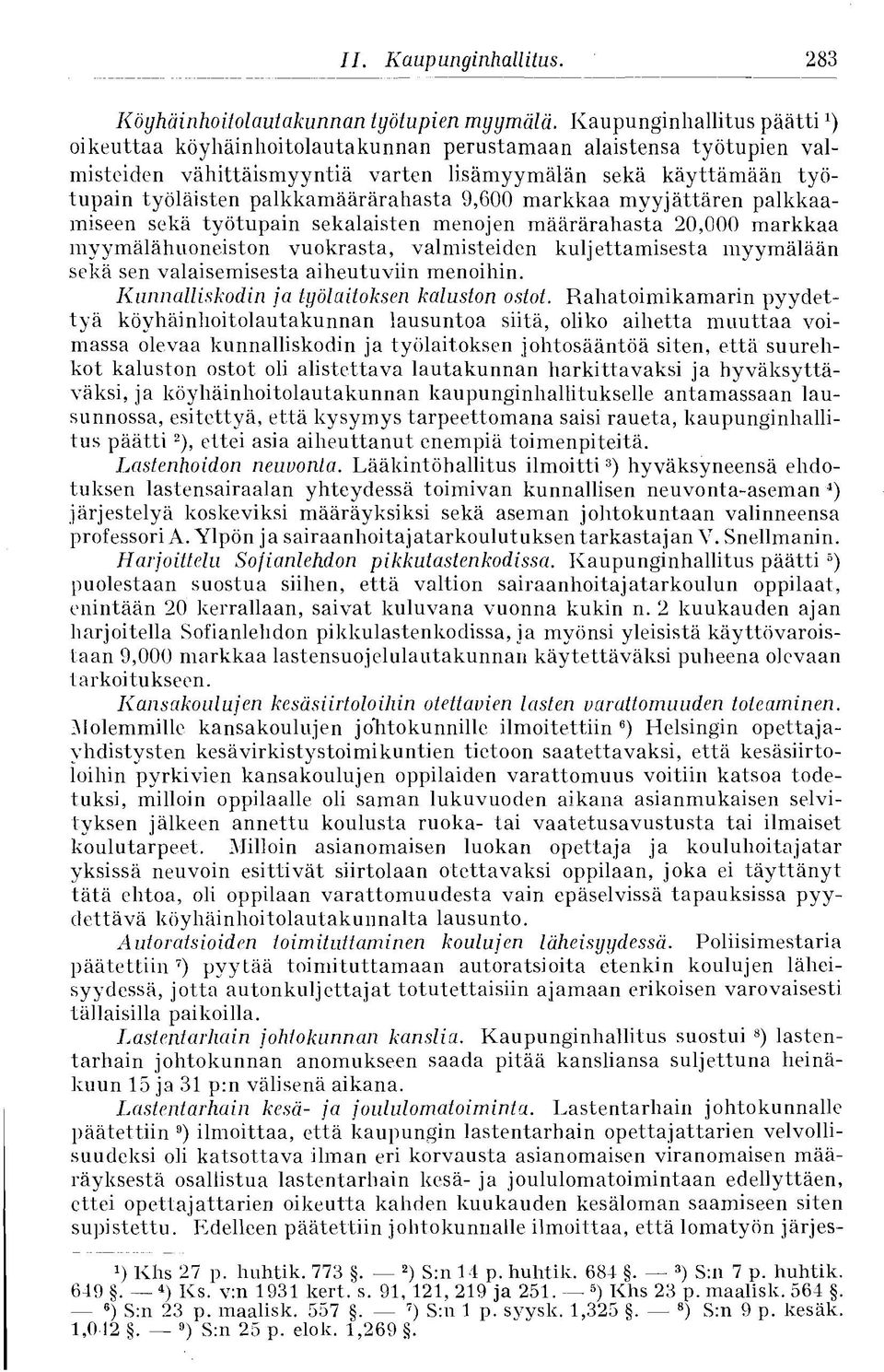 9,600 markkaa myyjättären palkkaamiseen sekä työtupain sekalaisten menojen määrärahasta 20,000 markkaa myymälähuoneiston vuokrasta, valmisteiden kuljettamisesta myymälään sekä sen valaisemisesta