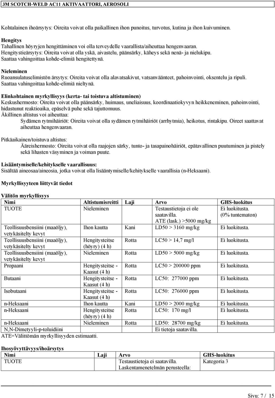 Nieleminen Ruoansulatuselimistön ärsytys: Oireita voivat olla alavatsakivut, vatsanväänteet, pahoinvointi, oksentelu ja ripuli. Saattaa vahingoittaa kohde-elimiä nieltynä.