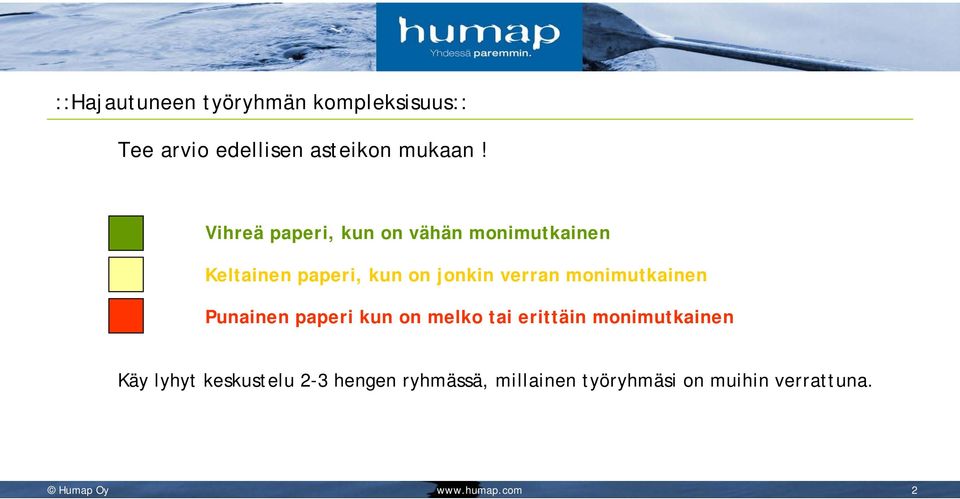 monimutkainen Punainen paperi kun on melko tai erittäin monimutkainen Käy lyhyt