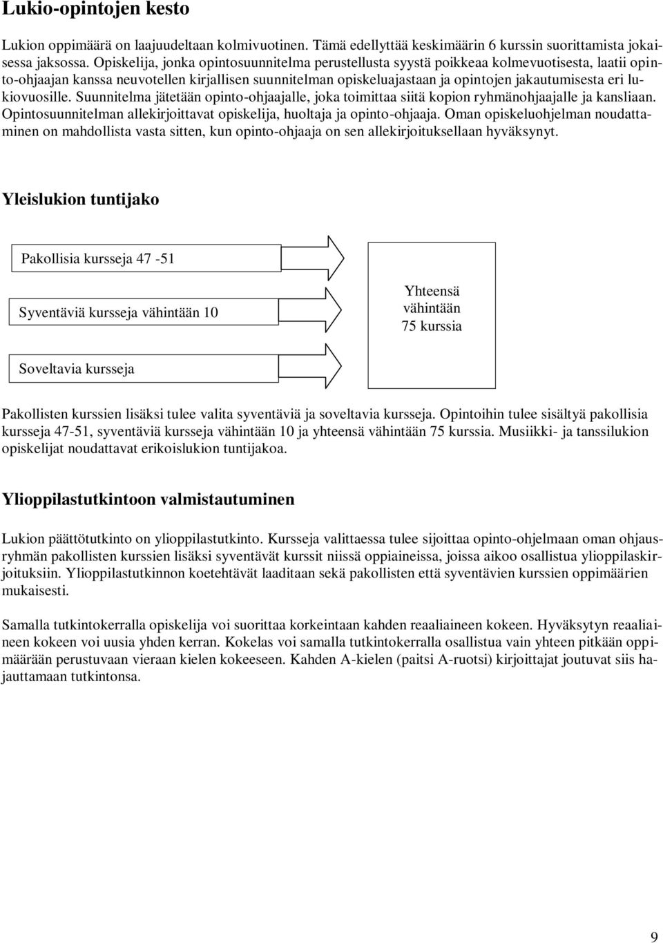 lukiovuosille. Suunnitelma jätetään opinto-ohjaajalle, joka toimittaa siitä kopion ryhmänohjaajalle ja kansliaan. Opintosuunnitelman allekirjoittavat opiskelija, huoltaja ja opinto-ohjaaja.