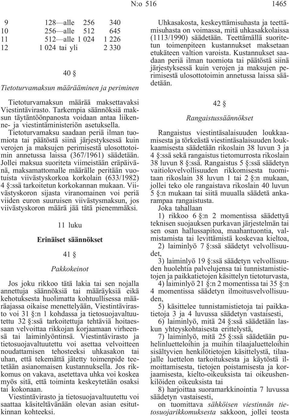 Tietoturvamaksu saadaan periä ilman tuomiota tai päätöstä siinä järjestyksessä kuin verojen ja maksujen perimisestä ulosottotoimin annetussa laissa (367/1961) säädetään.