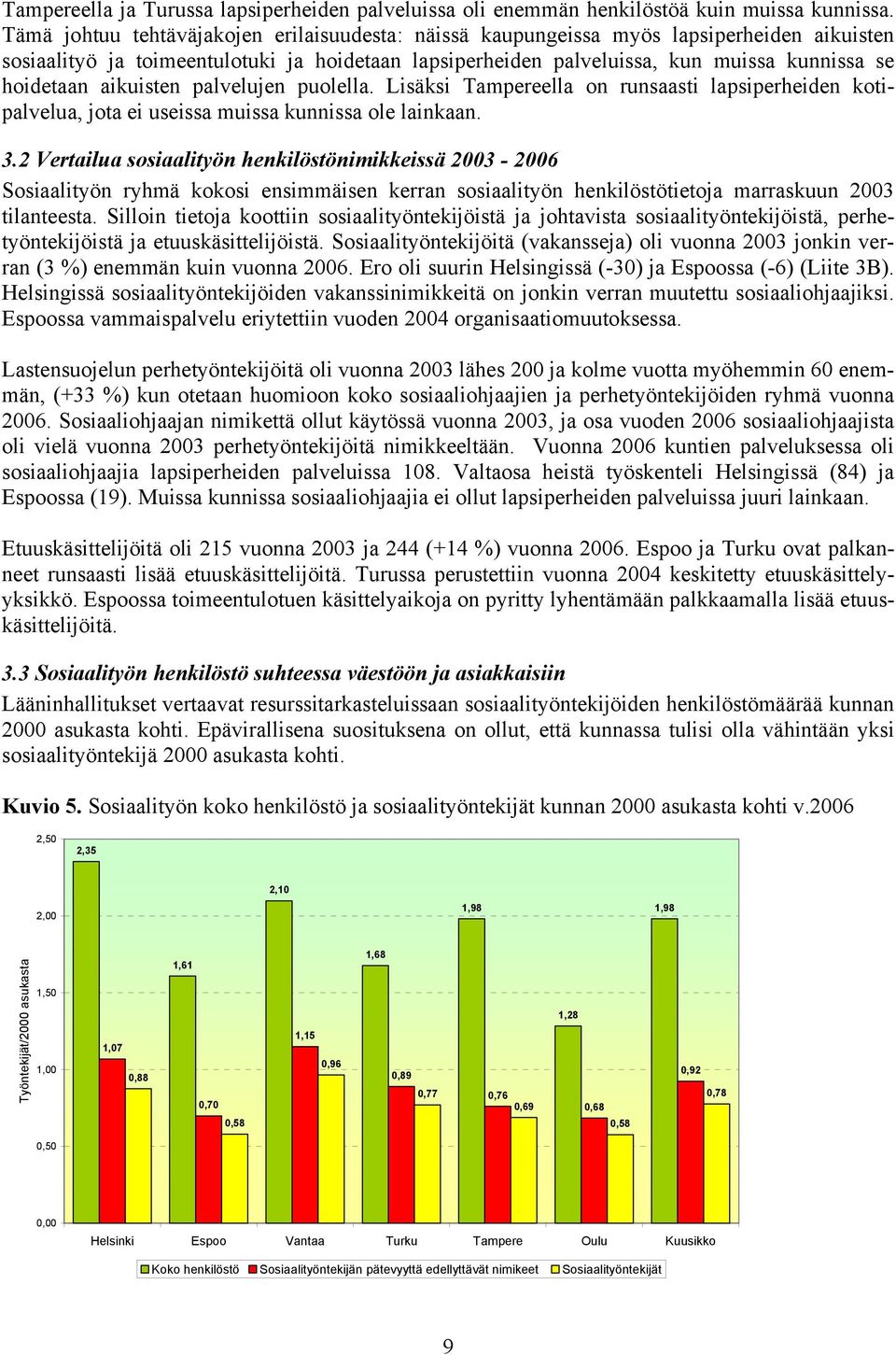 aikuisten palvelujen puolella. Lisäksi Tampereella on runsaasti lapsiperheiden kotipalvelua, jota ei useissa muissa kunnissa ole lainkaan. 3.