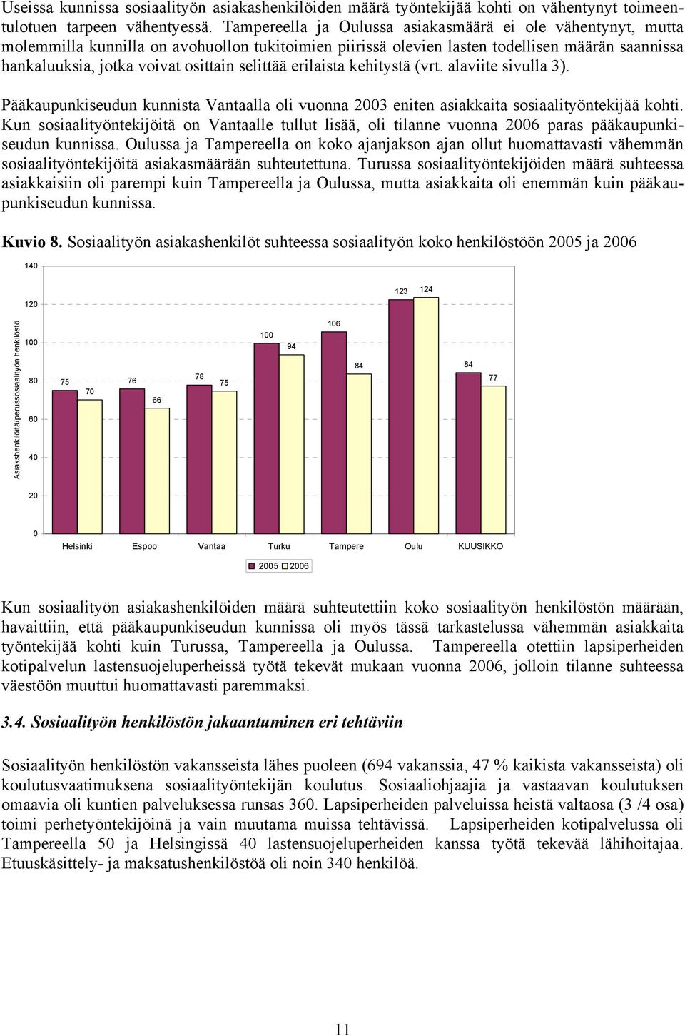 selittää erilaista kehitystä (vrt. alaviite sivulla 3). Pääkaupunkiseudun kunnista Vantaalla oli vuonna 2003 eniten asiakkaita sosiaalityöntekijää kohti.