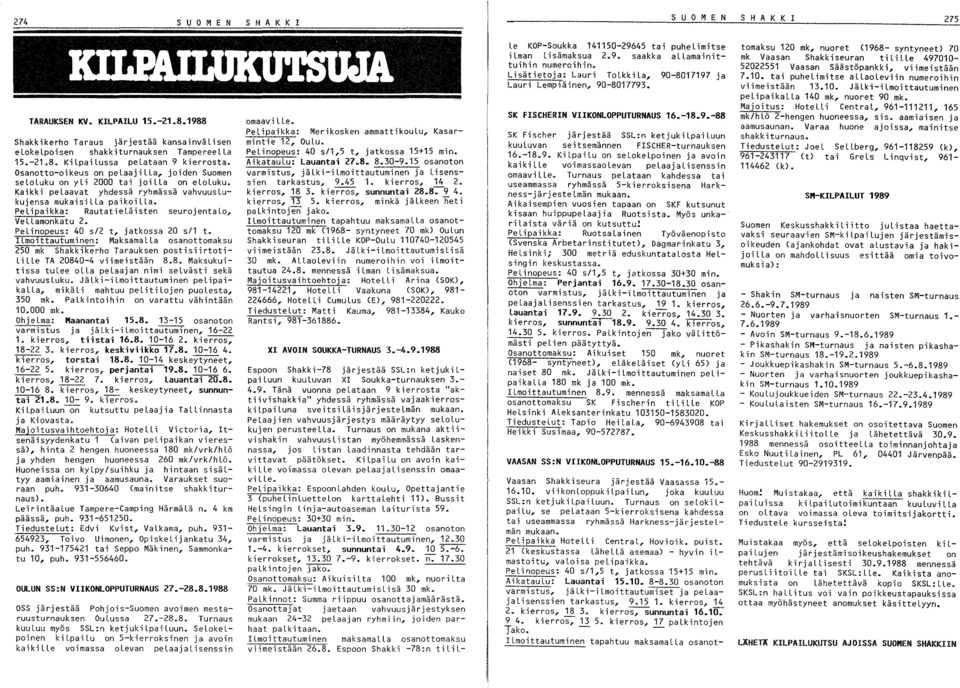 Pelipaikka: RautatieLäisten seurojentalo, VeLLamonkatu 2. Pelinopeus: 40 s/2 t, jatkossa 20 s/1 t.