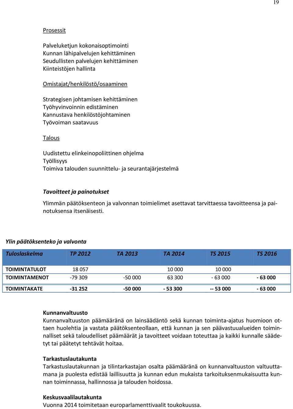 seurantajärjestelmä Tavoitteet ja painotukset Ylimmän päätöksenteon ja valvonnan toimielimet asettavat tarvittaessa tavoitteensa ja painotuksensa itsenäisesti.