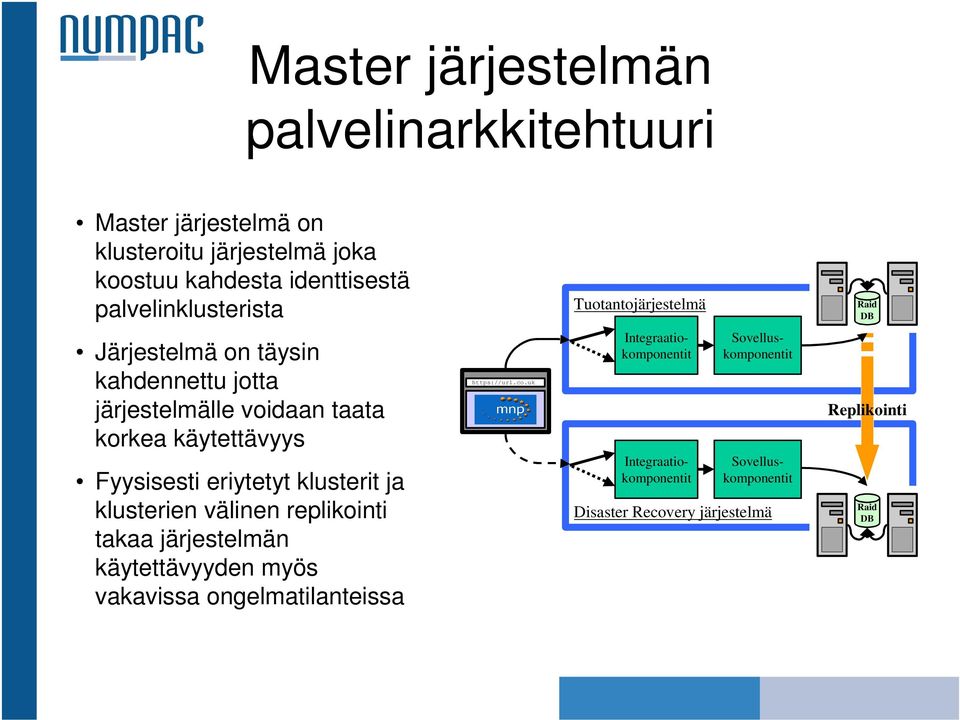 klusterien välinen replikointi takaa n käytettävyyden myös vakavissa ongelmatilanteissa https://url.co.