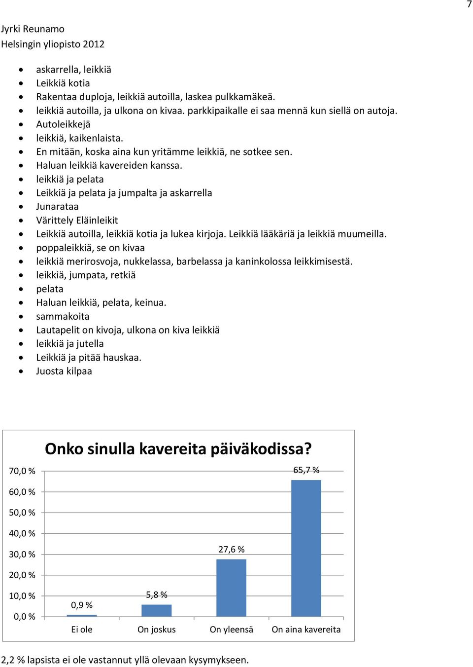 leikkiä ja pelata Leikkiä ja pelata ja jumpalta ja askarrella Junarataa Värittely Eläinleikit Leikkiä autoilla, leikkiä kotia ja lukea kirjoja. Leikkiä lääkäriä ja leikkiä muumeilla.