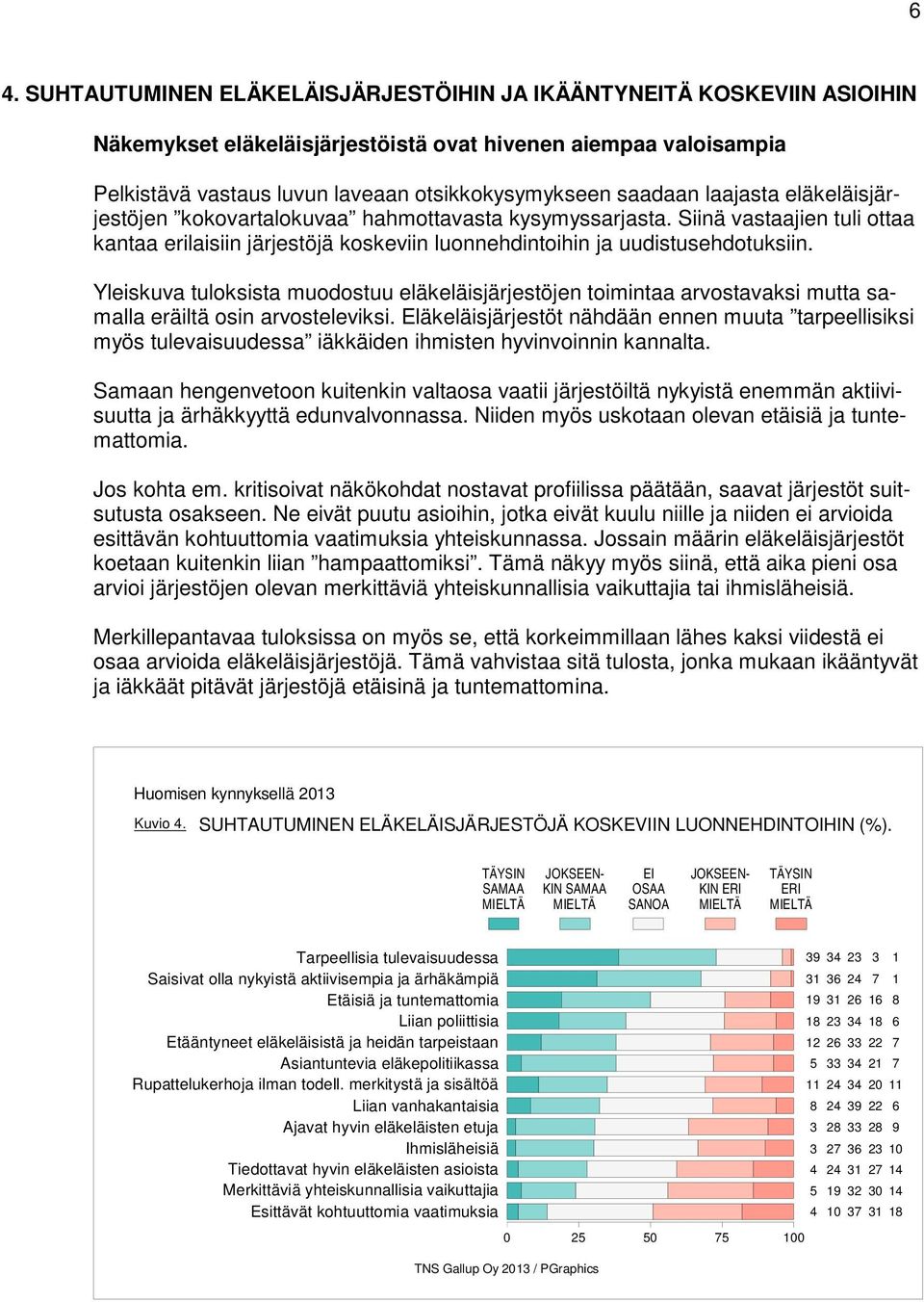 Yleiskuva tuloksista muodostuu eläkeläisjärjestöjen toimintaa arvostavaksi mutta samalla eräiltä osin arvosteleviksi.