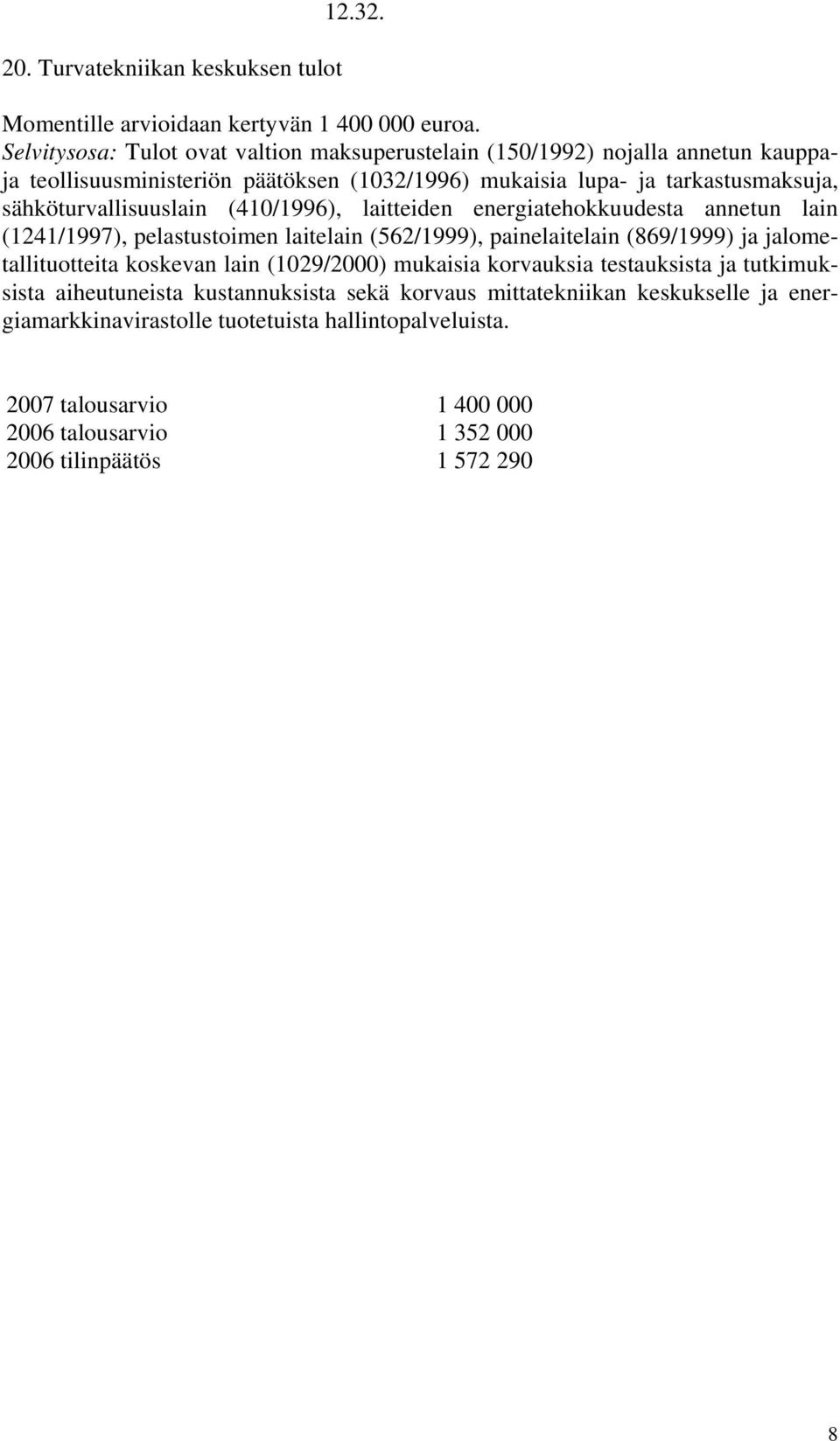 sähköturvallisuuslain (410/1996), laitteiden energiatehokkuudesta annetun lain (1241/1997), pelastustoimen laitelain (562/1999), painelaitelain (869/1999) ja jalometallituotteita