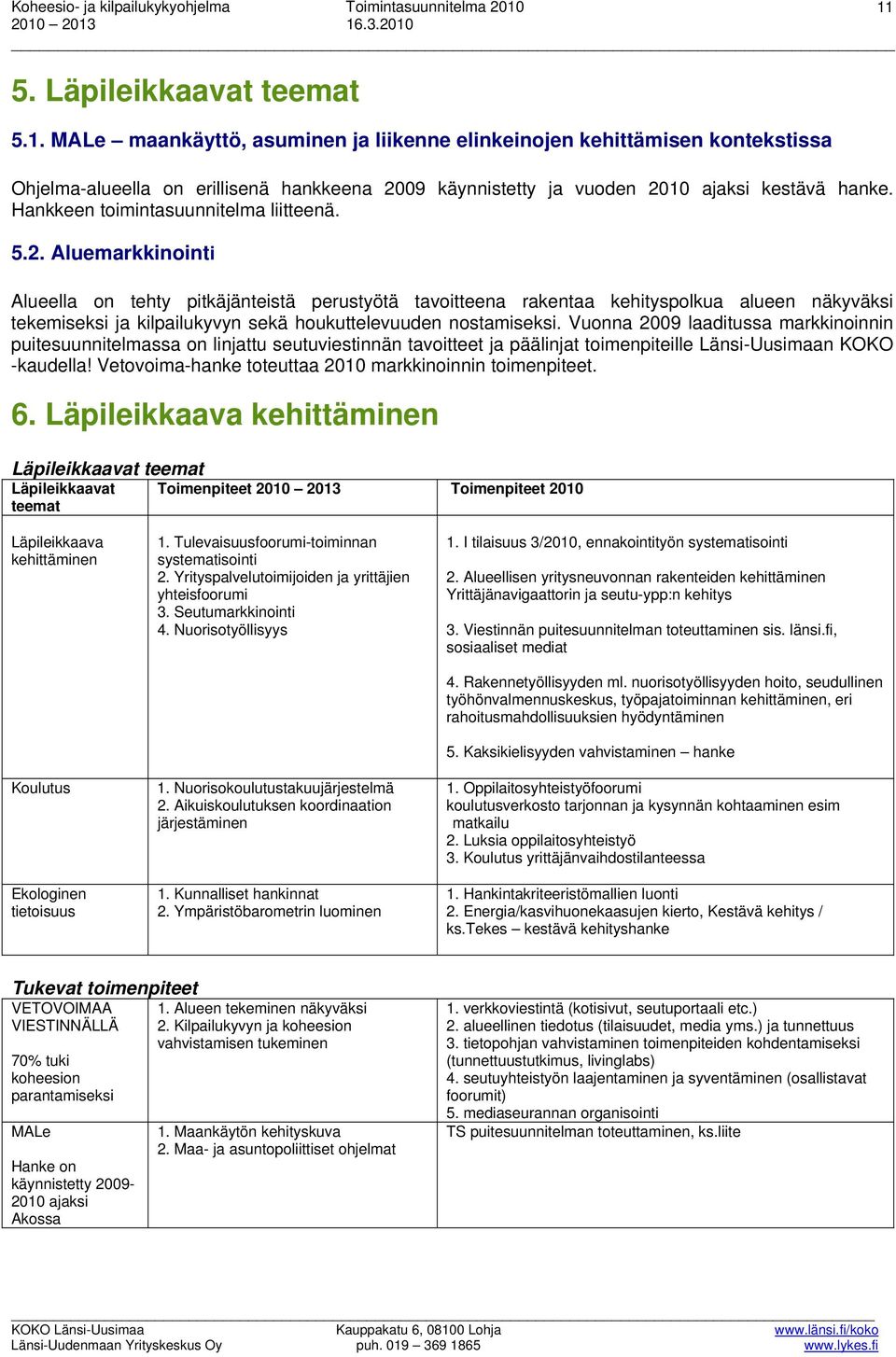 Aluemarkkinointi Alueella on tehty pitkäjänteistä perustyötä tavoitteena rakentaa kehityspolkua alueen näkyväksi tekemiseksi ja kilpailukyvyn sekä houkuttelevuuden nostamiseksi.