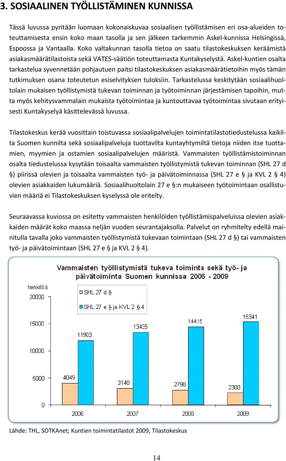 Askel kuntien osalta tarkastelua syvennetään pohjautuen paitsi tilastokeskuksen asiakasmäärätietoihin myös tämän tutkimuksen osana toteutetun esiselvityksen tuloksiin.