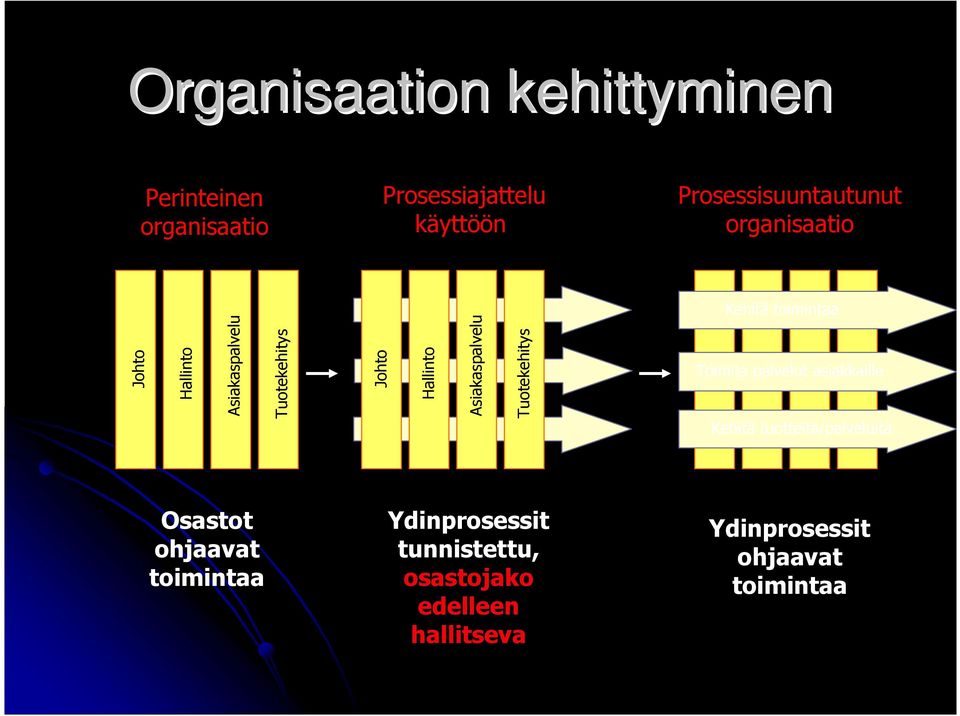 Asiakaspalvelu Tuotekehitys Kehitä toimintaa Toimita palvelut asiakkaille Kehitä