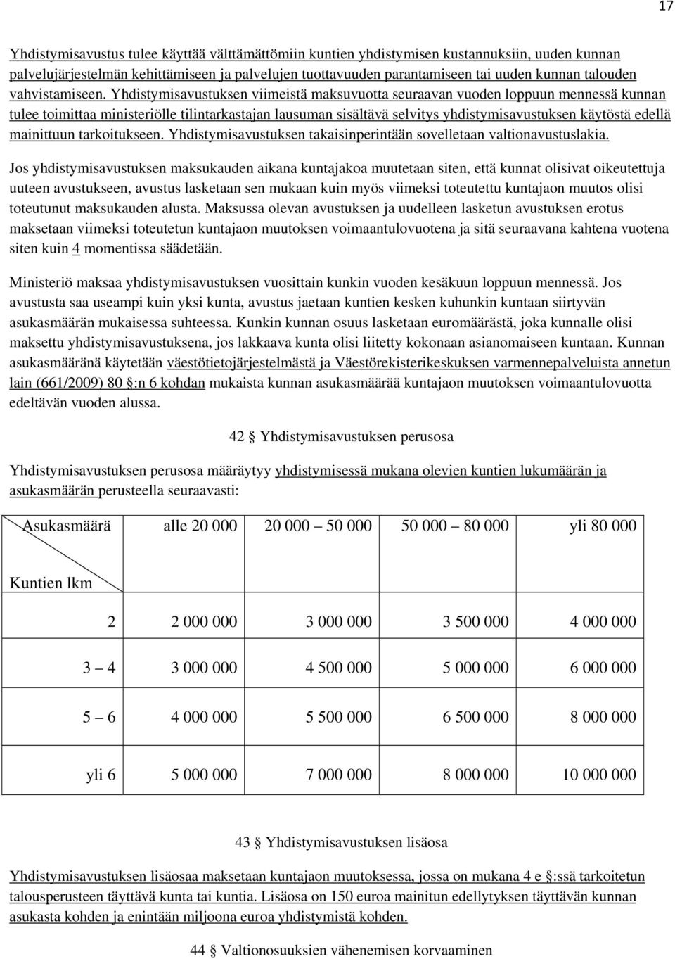 Yhdistymisavustuksen viimeistä maksuvuotta seuraavan vuoden loppuun mennessä kunnan tulee toimittaa ministeriölle tilintarkastajan lausuman sisältävä selvitys yhdistymisavustuksen käytöstä edellä