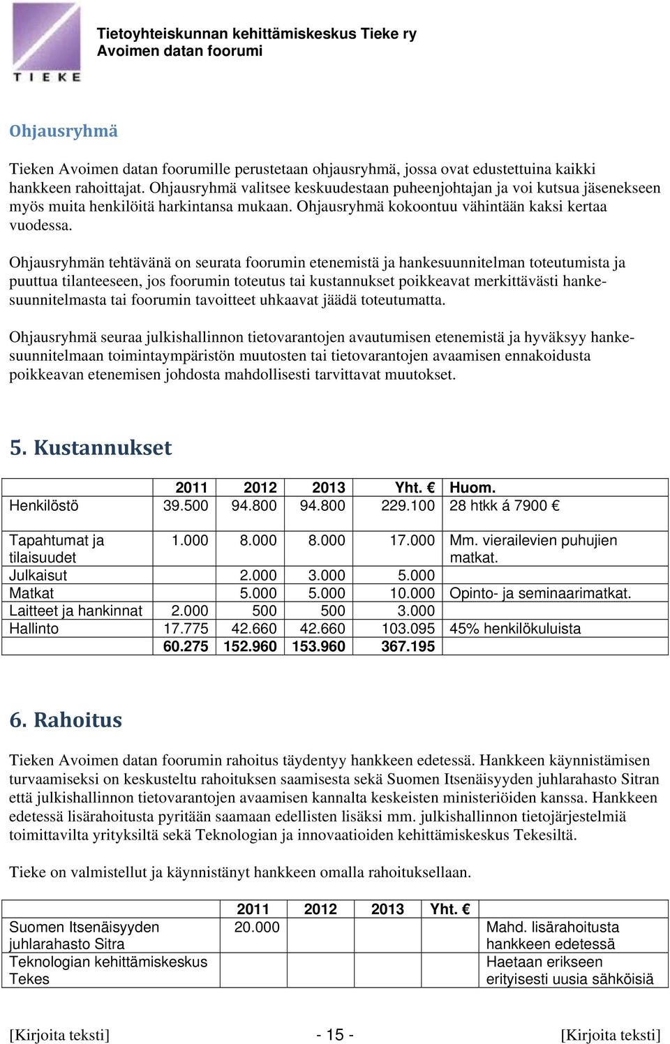 Ohjausryhmän tehtävänä on seurata foorumin etenemistä ja hankesuunnitelman toteutumista ja puuttua tilanteeseen, jos foorumin toteutus tai kustannukset poikkeavat merkittävästi hankesuunnitelmasta
