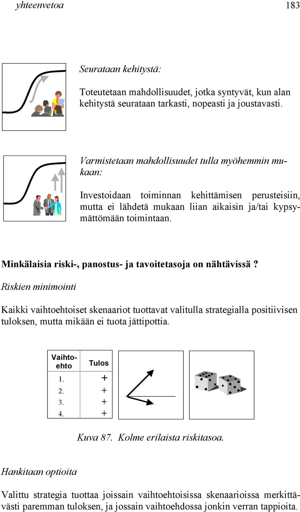 Minkälaisia riski-, panostus- ja tavoitetasoja on nähtävissä?