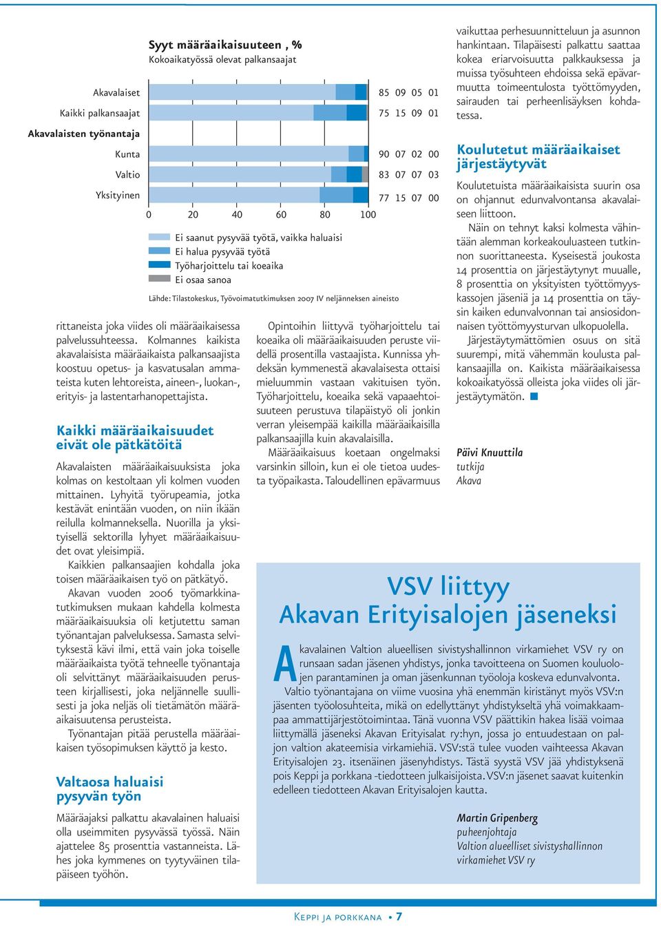 Kaikki määräaikaisuudet eivät ole pätkätöitä Akavalaisten määräaikaisuuksista joka kolmas on kestoltaan yli kolmen vuoden mittainen.