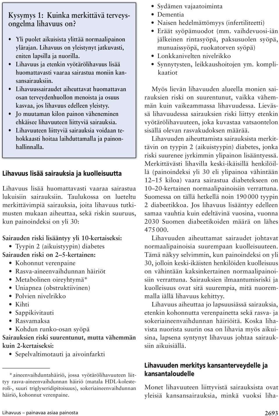 Lihavuussairaudet aiheuttavat huomattavan osan terveydenhuollon menoista ja osuus kasvaa, jos lihavuus edelleen yleistyy.