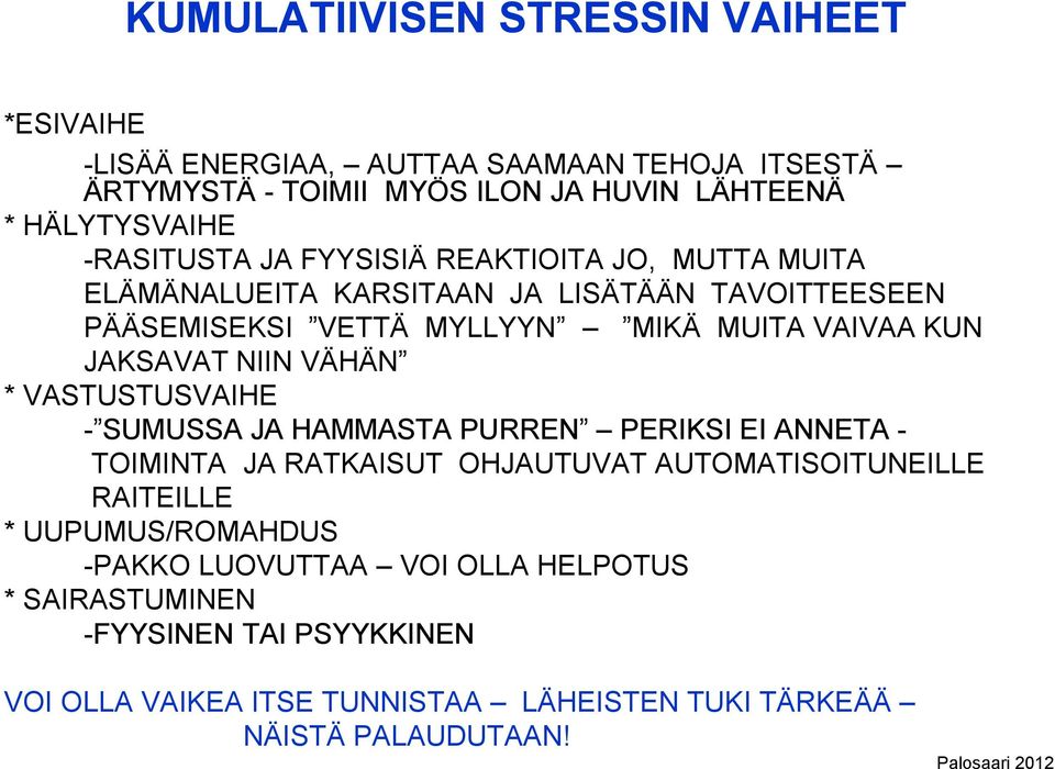 NIIN VÄHÄN * VASTUSTUSVAIHE - SUMUSSA JA HAMMASTA PURREN PERIKSI EI ANNETA - TOIMINTA JA RATKAISUT OHJAUTUVAT AUTOMATISOITUNEILLE RAITEILLE *