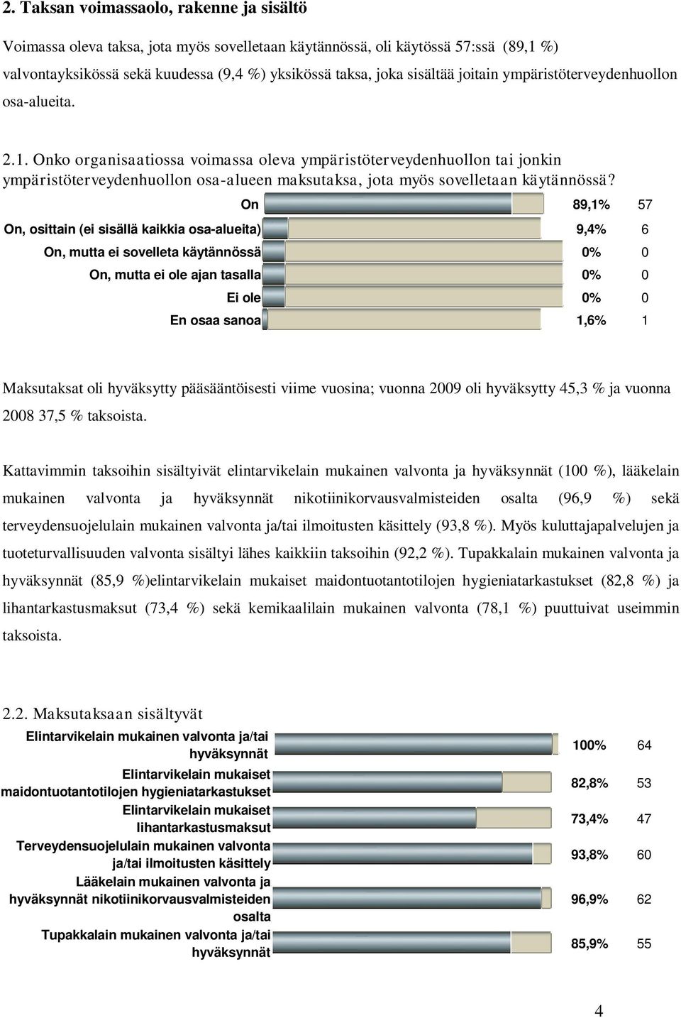 Onko organisaatiossa voimassa oleva ympäristöterveydenhuollon tai jonkin ympäristöterveydenhuollon osa-alueen maksutaksa, jota myös sovelletaan käytännössä?