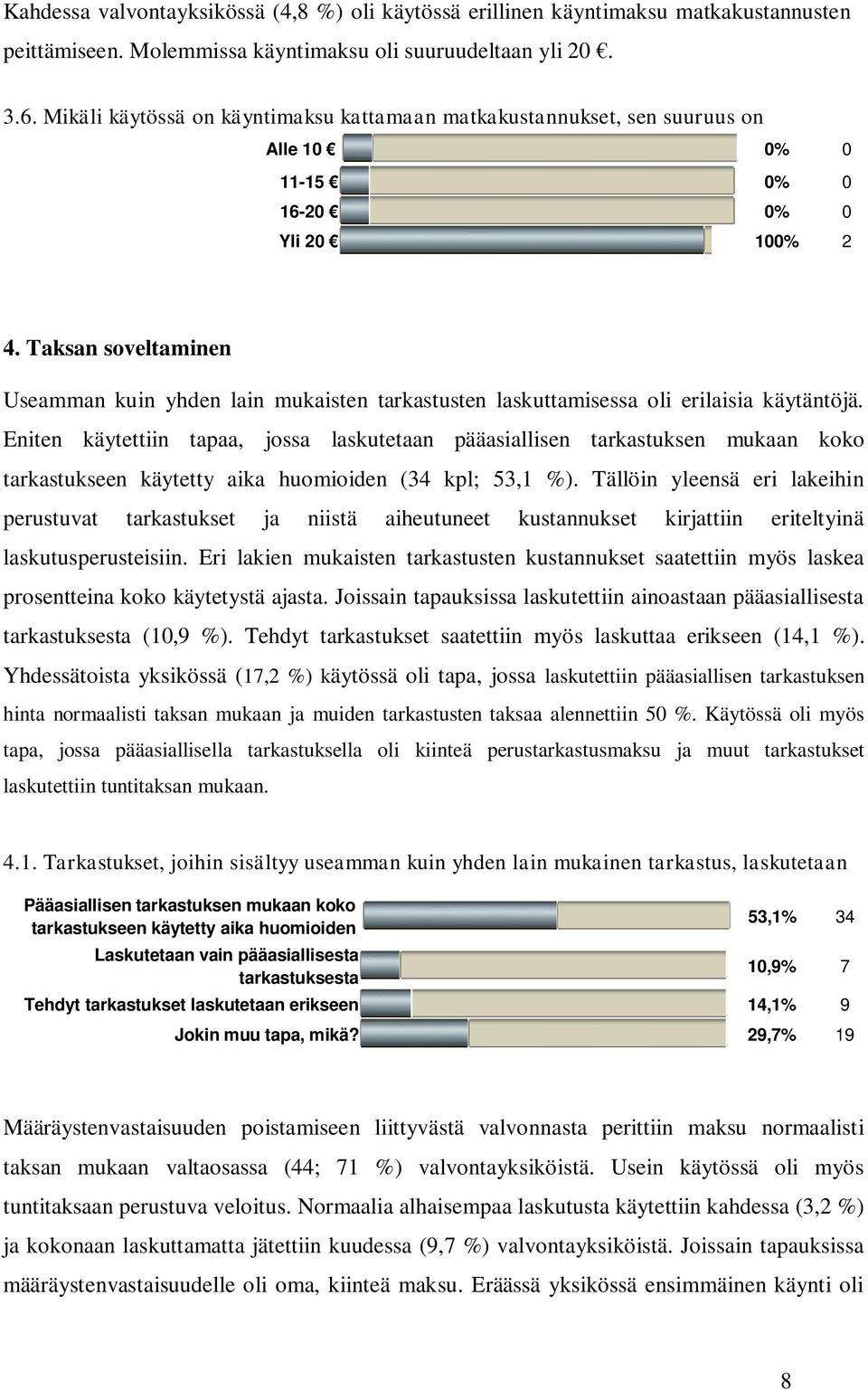 Taksan soveltaminen Useamman kuin yhden lain mukaisten tarkastusten laskuttamisessa oli erilaisia käytäntöjä.